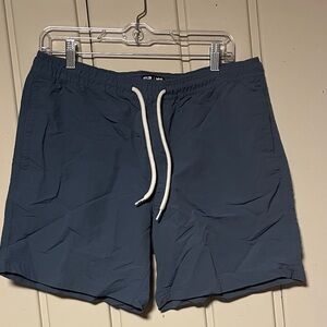 RSQ Blue Nylon Shorts with White Drawstring